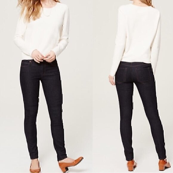 ANN TAYLOR LOFT Modern Skinny Jeans Dark Wash Zip Fly Full Length sz 4 / 27 W27 - Picture 3 of 12